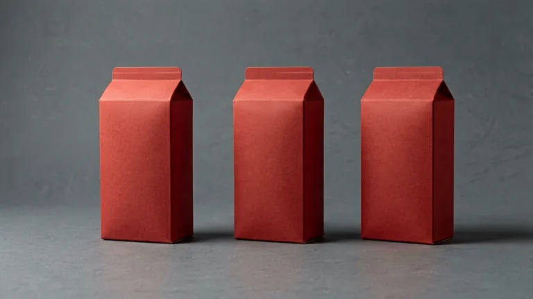 Three red-toned carton silhouettes arranged for an adult product comparison