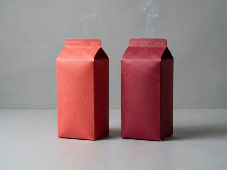 Two unbranded carton-sized boxes arranged for an adult product comparison