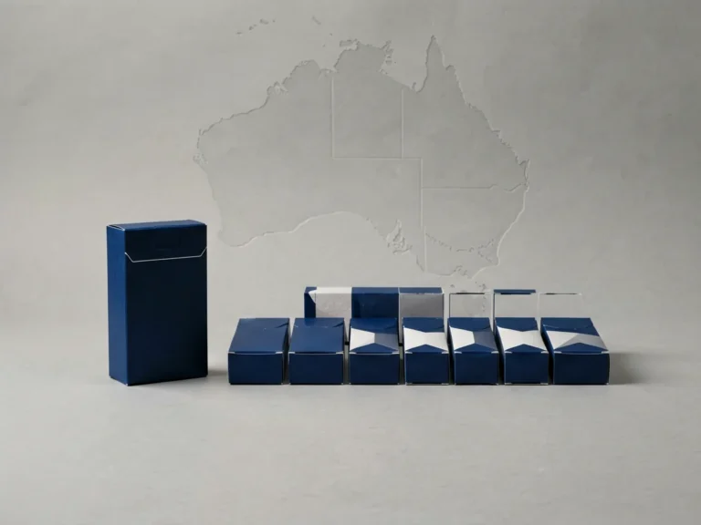 Unbranded carton and pack shapes arranged for an Australian product guide