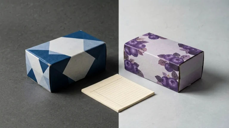 Two unbranded carton boxes arranged for a blueberry catalogue price comparison