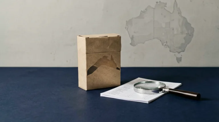 Unbranded carton box with a checklist and magnifying glass for an adult product identification guide
