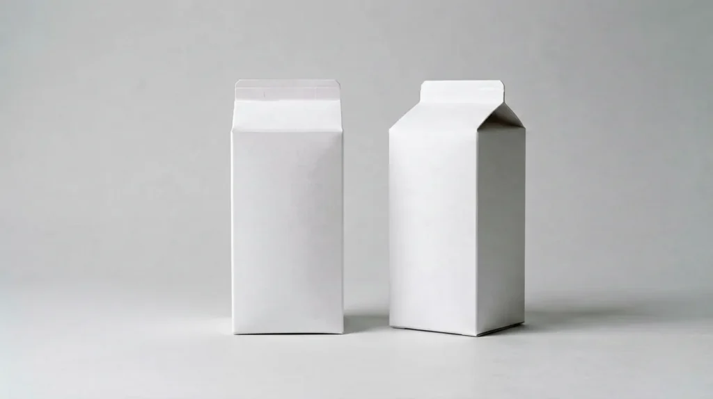 Two plain unbranded cigarette cartons side by side, representing the Manchester Lights and ESSE Lights carton comparison at Melvixa