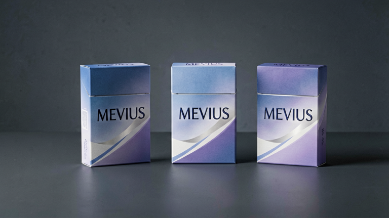 Three generic carton packages arranged for a MEVIUS product discovery article in Australia